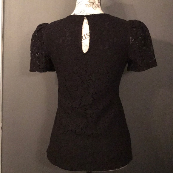 New Black Lace Short Sleeve Top - Picture 3 of 8